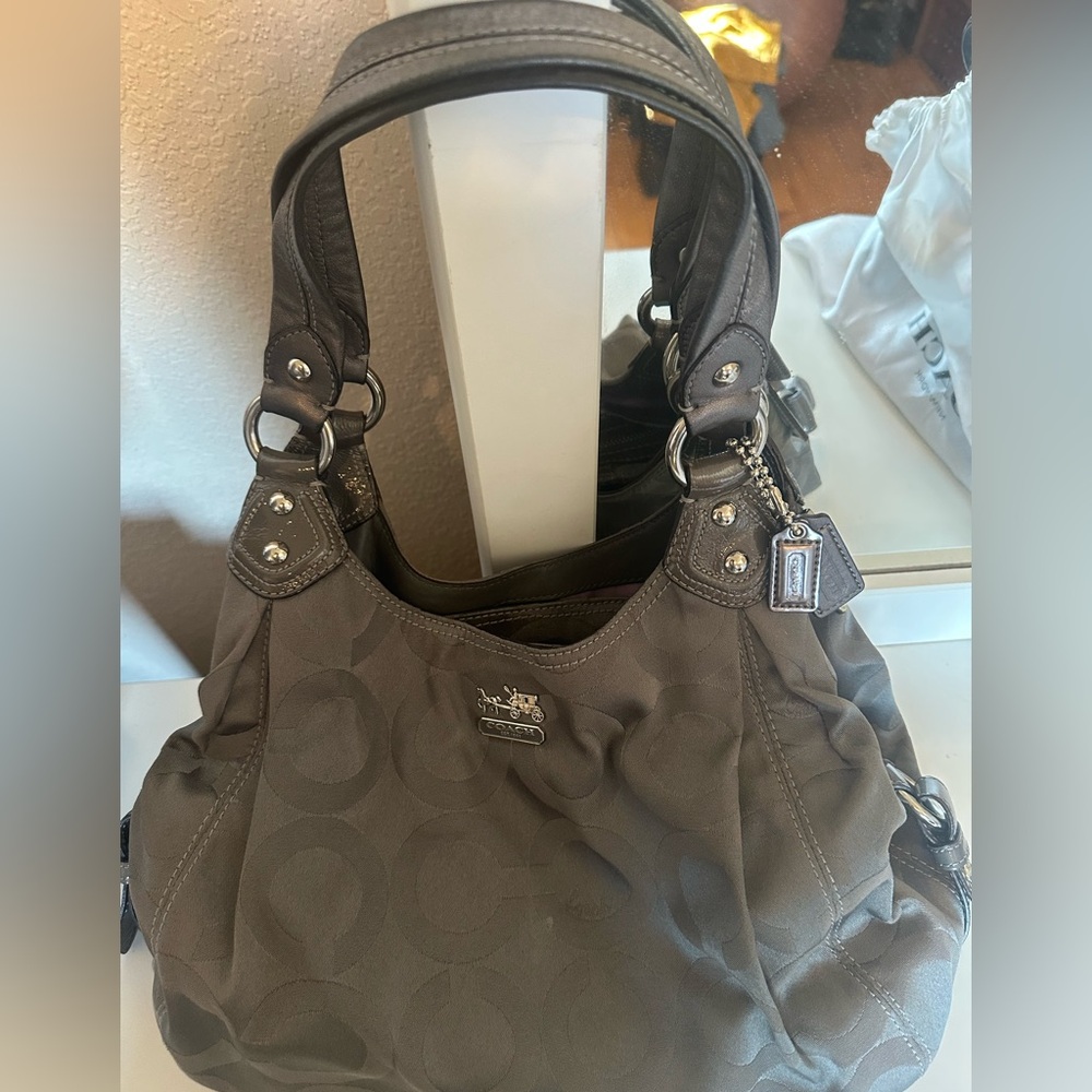 Coach metallic gray handbag